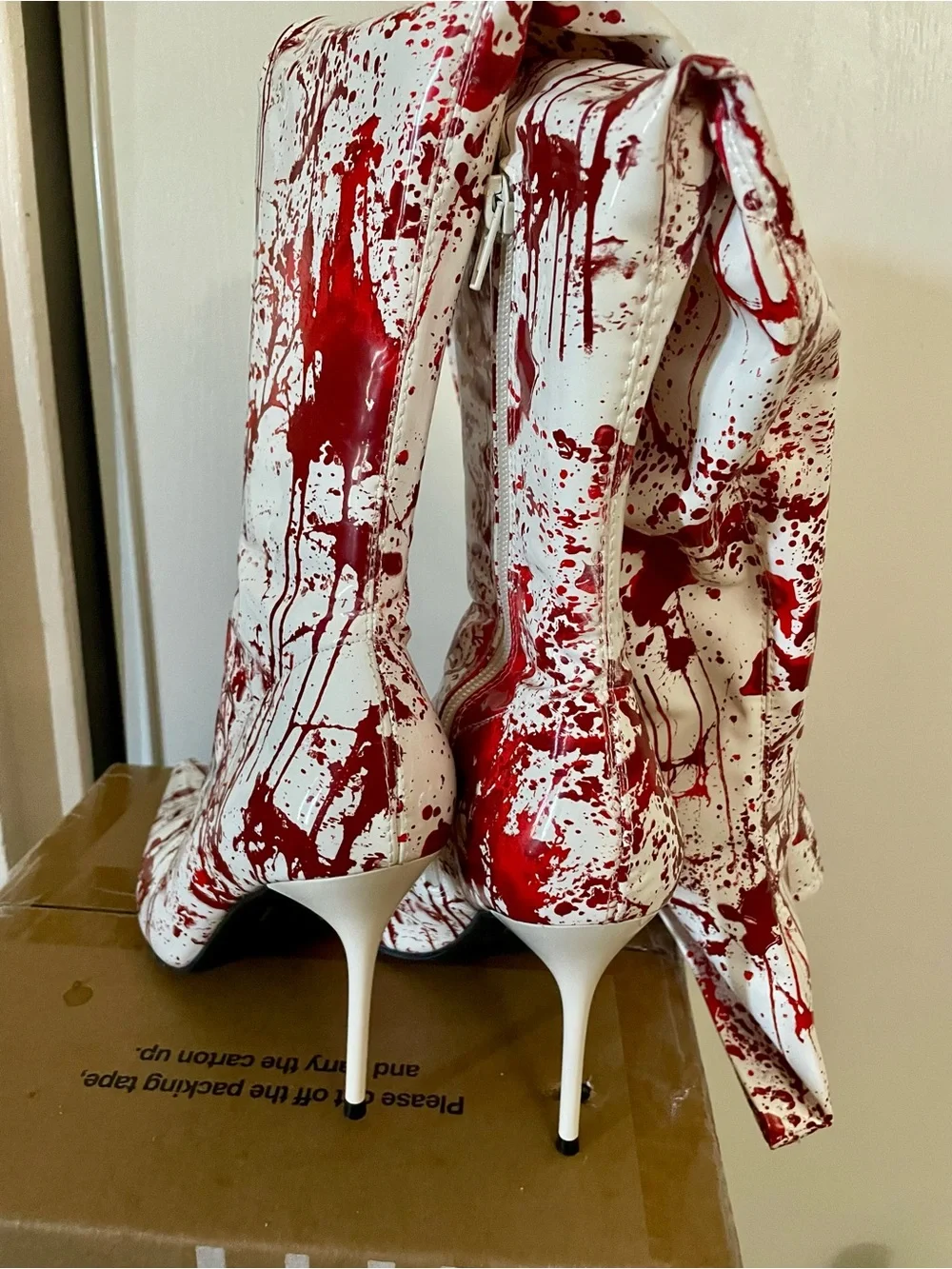 Dolls Kill Trickz N Treatz Blood Splatter platform boots size NEW